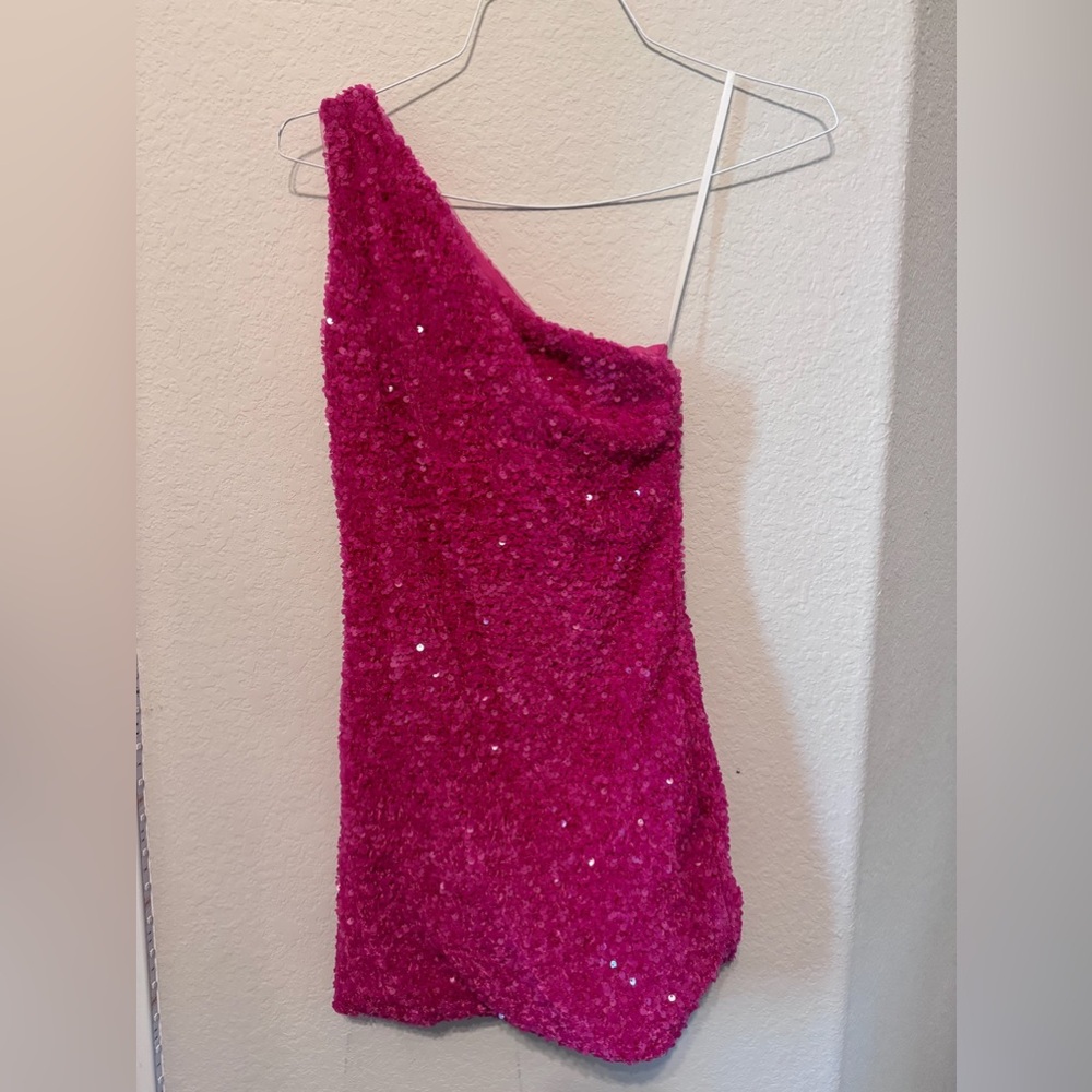 Berlinnova Pink one shoulder sequin dress, Homecoming Dress, Party Dress